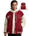 1011266-611 | MEN'S RICH LOGO LOOSE FIT VARSITY JACKET | SUN-DRIED TOMATO