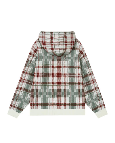 1011268-560 | MEN'S PALLADIUM LOGO CHECKED HOODIE | RED BLUE WHITE PLAID