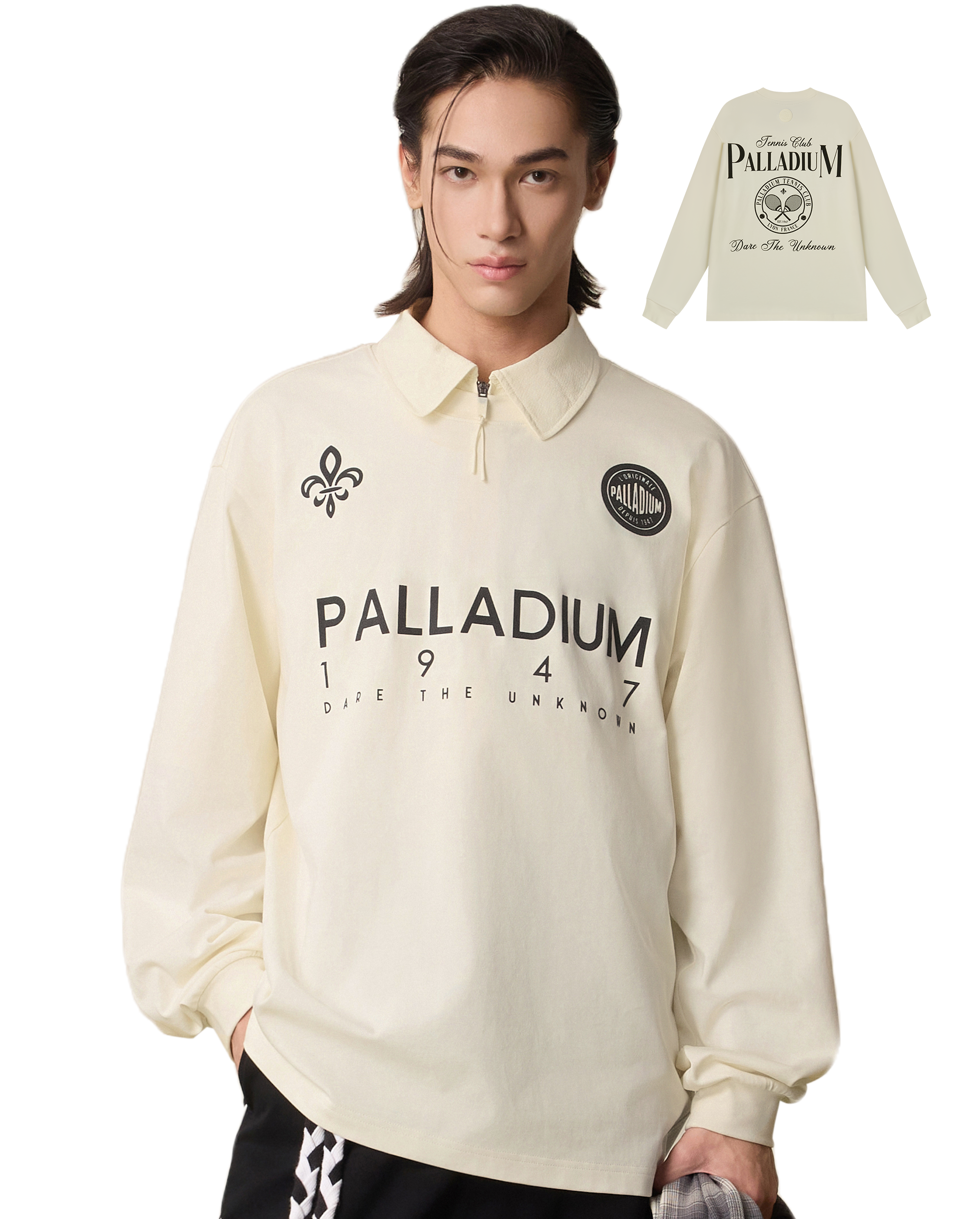 1011276-262 | MEN'S LOGO LOOSE FIT LONG SLEEVES T-SHIRT | MARSHMALLOW