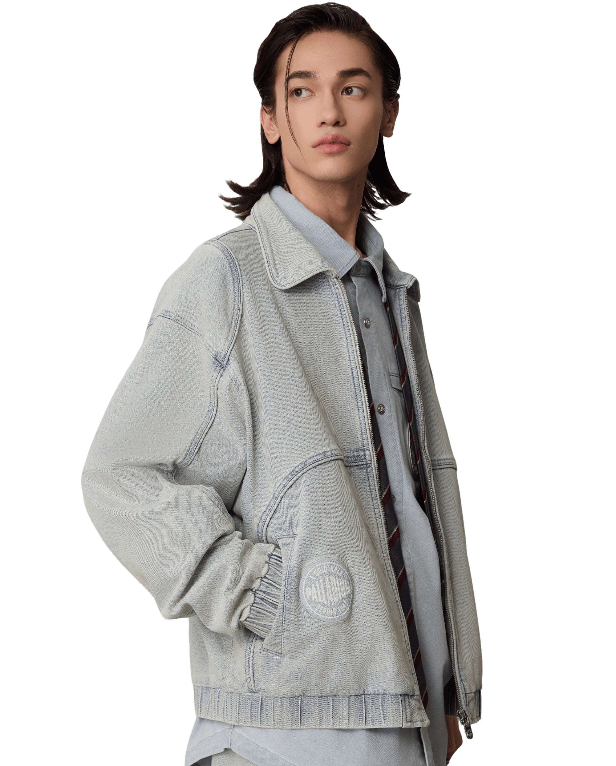 MEN'S PALLADIUM LOGO DROPPED SHOULDER DENIM JACKET