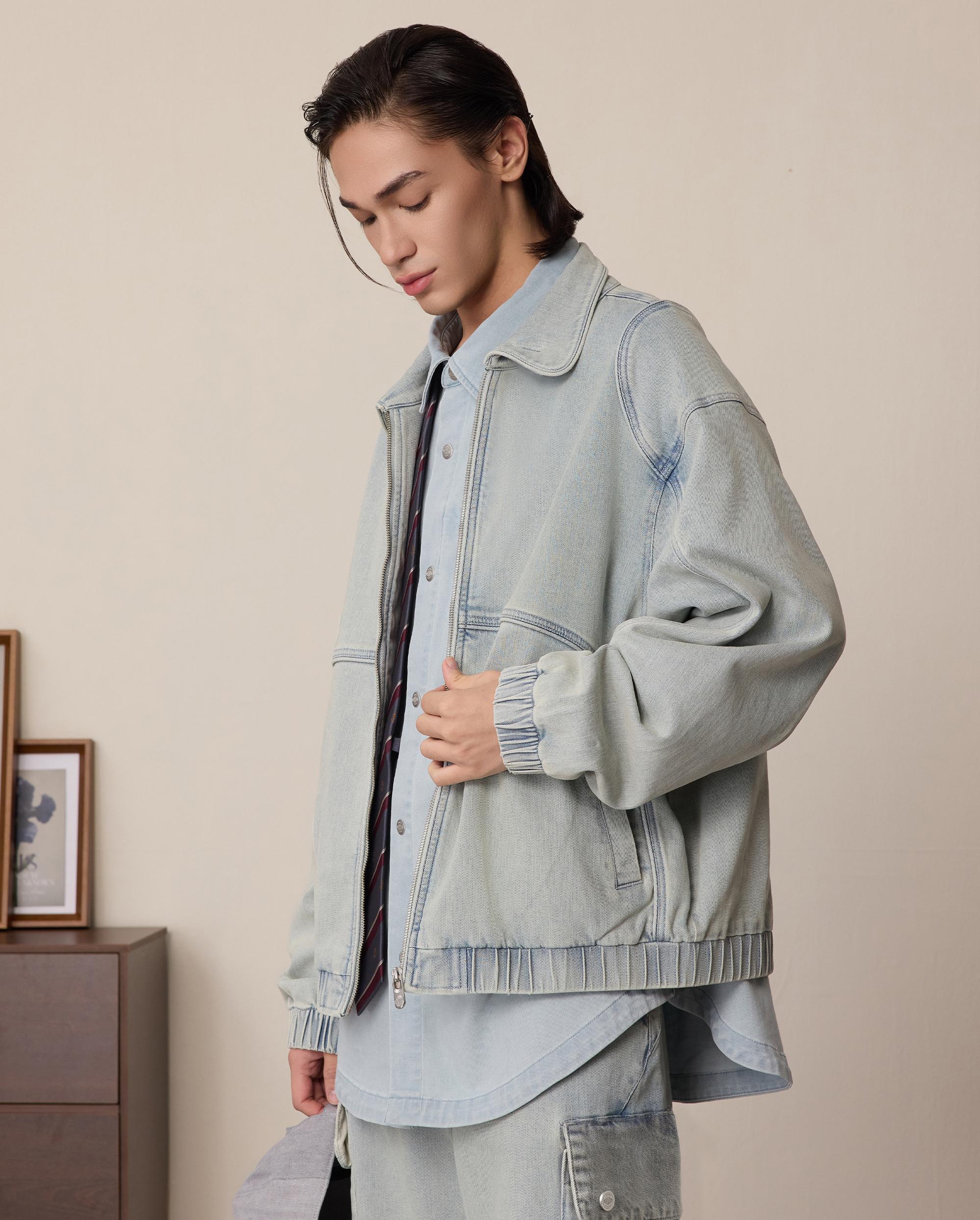 1011285-070 | MEN'S PALLADIUM LOGO DROPPED SHOULDER DENIM JACKET | NORTHERN DROPLET