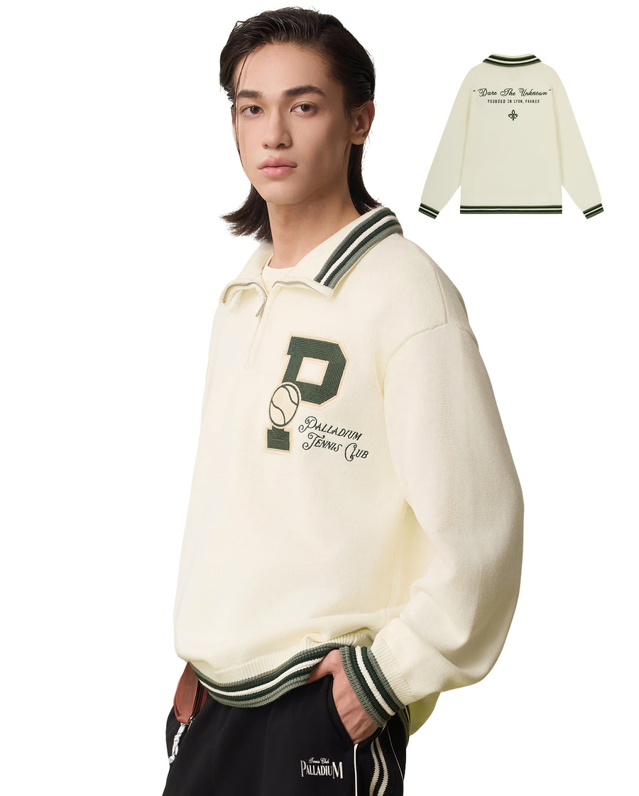 1011287-232 | MEN'S TENNIS CLUB HALF-ZIP POLO SWEATSHIRT | VANILLA ICE