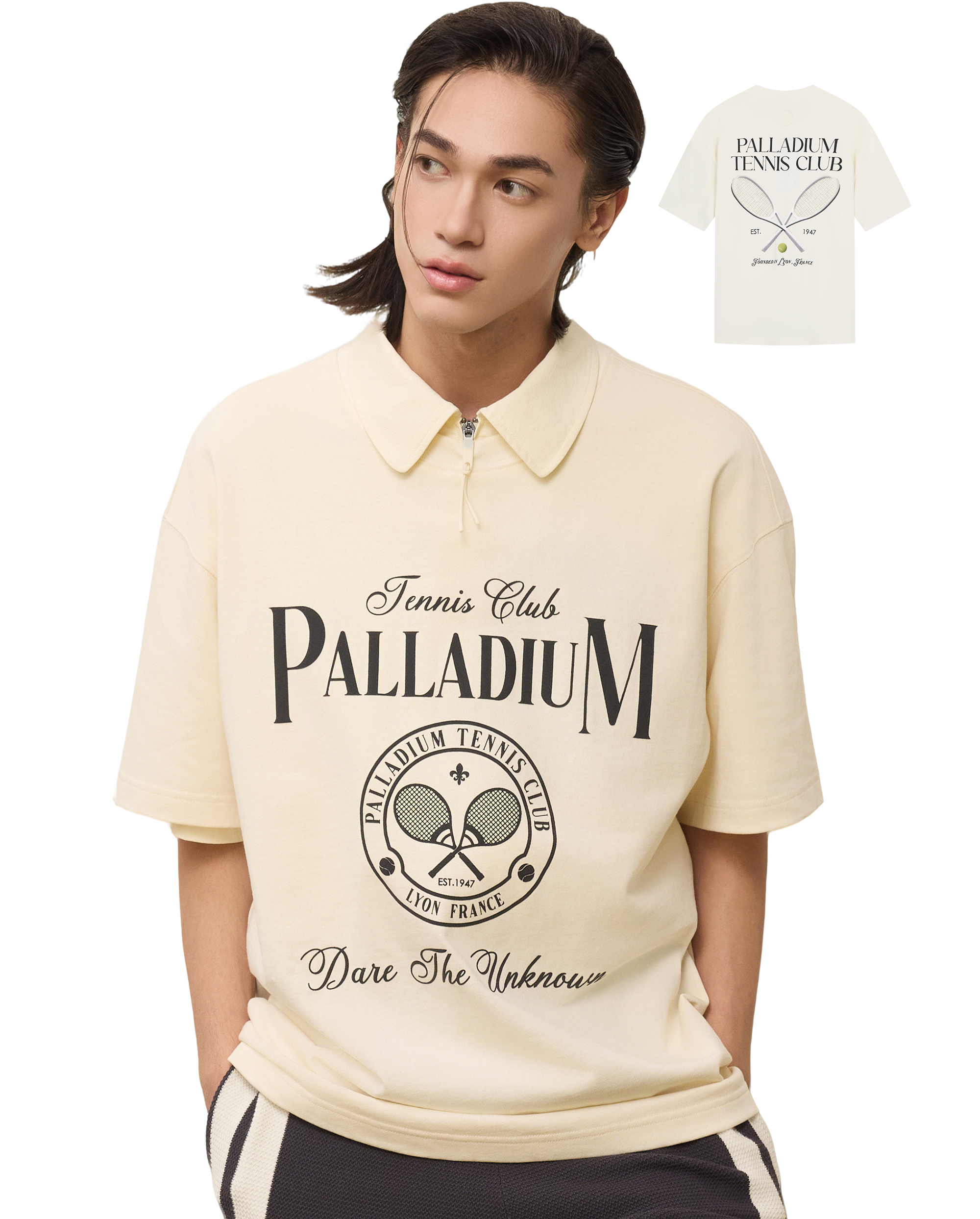 1011301-262 | MEN'S TENNIS CLUB LOGO LOOSE FIT COTTON T-SHIRT | MARSHMALLOW