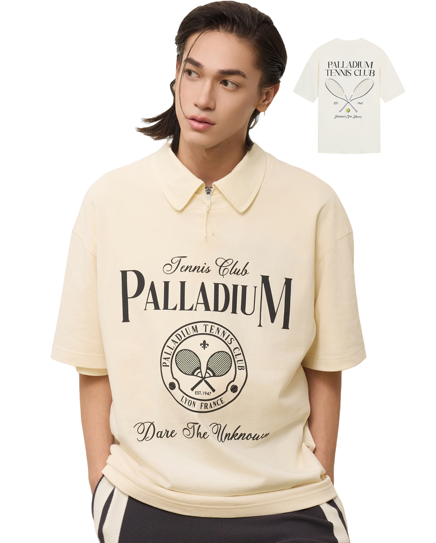 1011301-262 | MEN'S TENNIS CLUB LOGO LOOSE FIT COTTON T-SHIRT | MARSHMALLOW