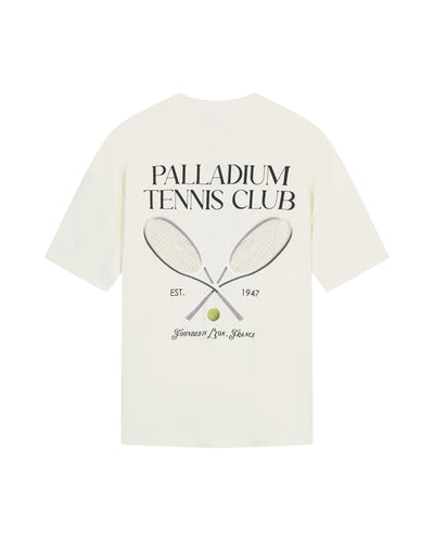 1011301-262 | MEN'S TENNIS CLUB LOGO LOOSE FIT COTTON T-SHIRT | MARSHMALLOW