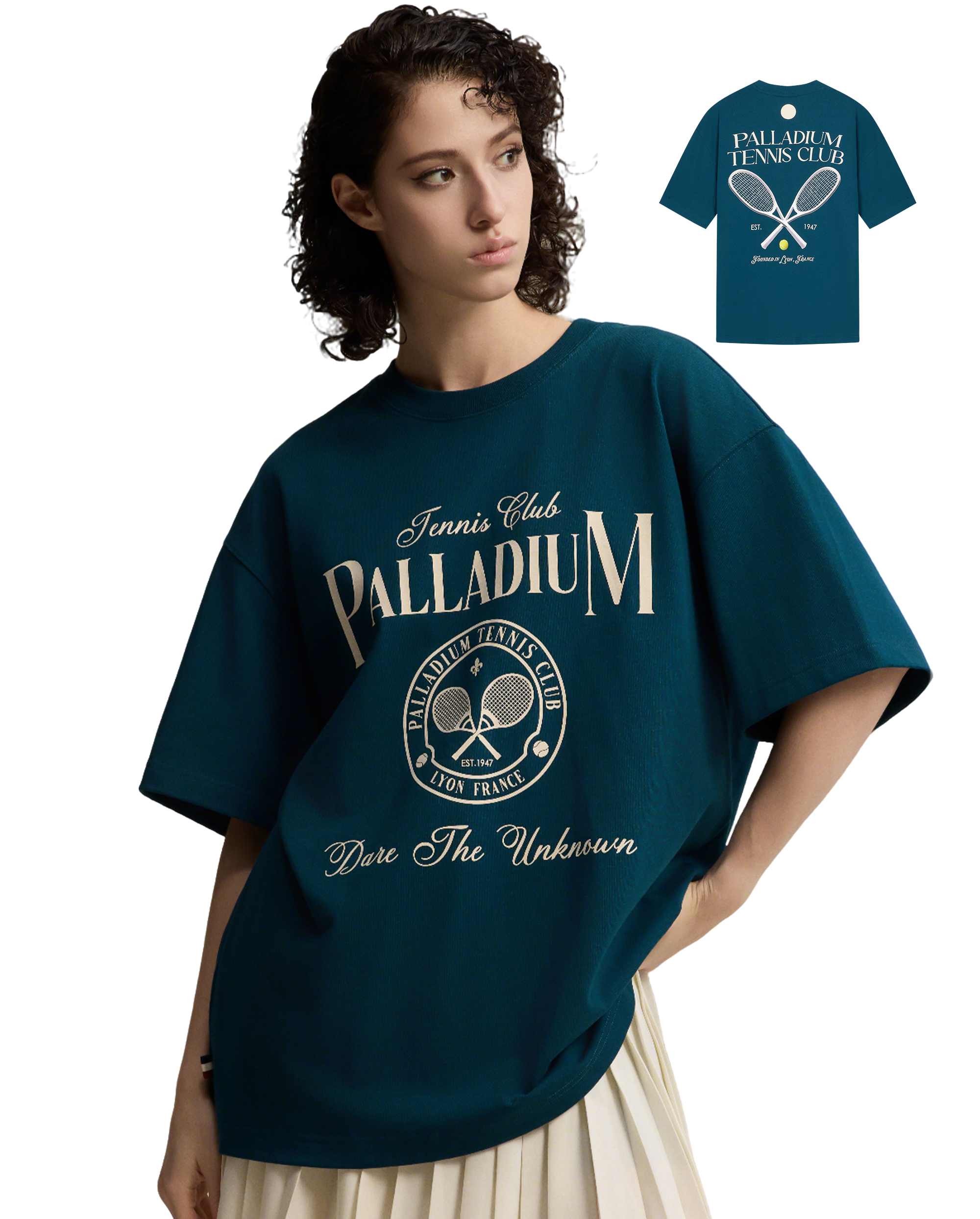 1011301-502 | MEN'S TENNIS CLUB LOGO LOOSE FIT COTTON T-SHIRT | REFLECTING POND