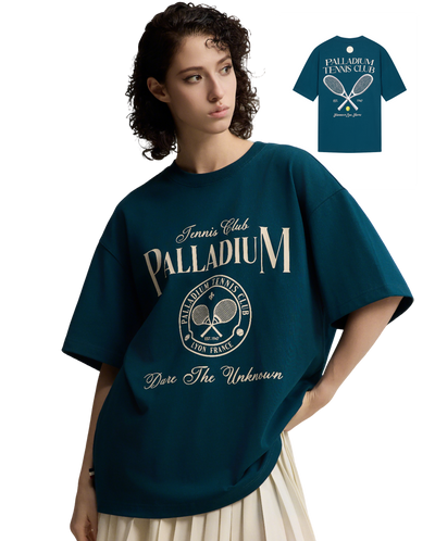 1011301-502 | MEN'S TENNIS CLUB LOGO LOOSE FIT COTTON T-SHIRT | REFLECTING POND