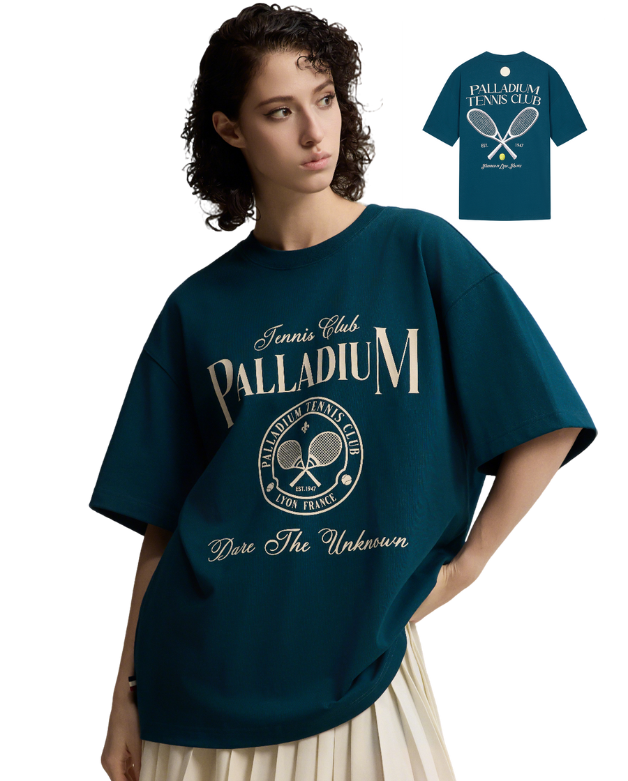 1011301-502 | MEN'S TENNIS CLUB LOGO LOOSE FIT COTTON T-SHIRT | REFLECTING POND