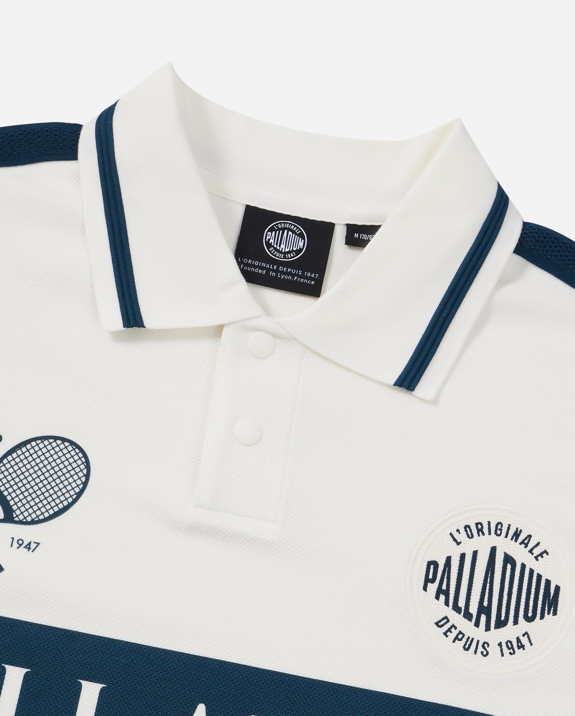 1011304-110 | MEN'S LOGO COLOR BLOCKS SIDE STRIPED POLO SHIRT | WHITE/BLUE