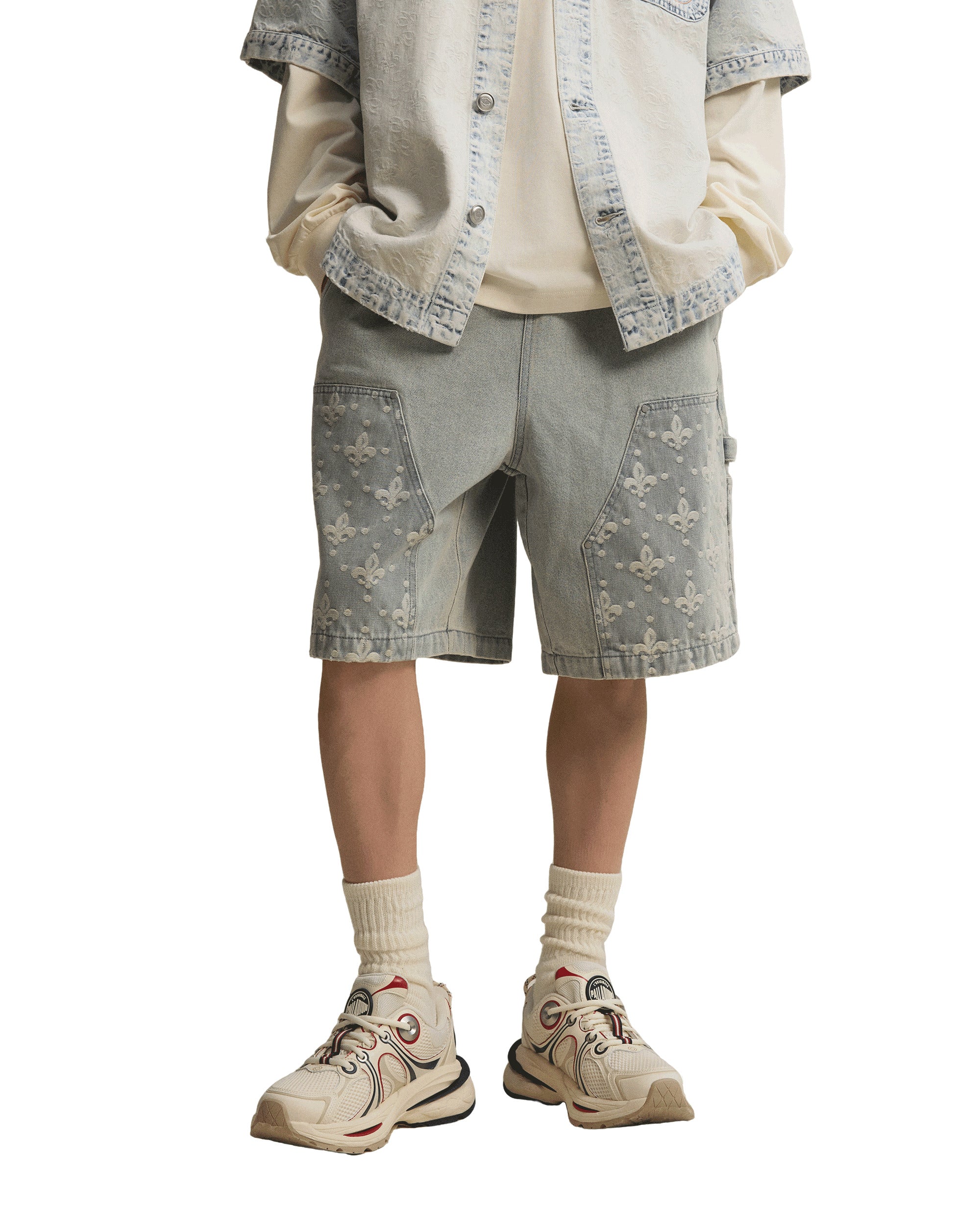 1011309-441 | MEN'S IRIS LOGO LOOSE FIT DENIM SHORTS | SKYWRITING