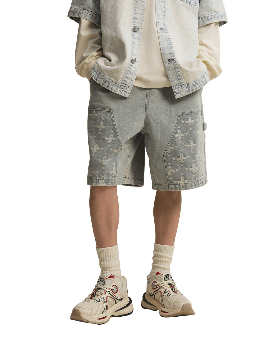 1011309-441 | MEN'S IRIS LOGO LOOSE FIT DENIM SHORTS | SKYWRITING