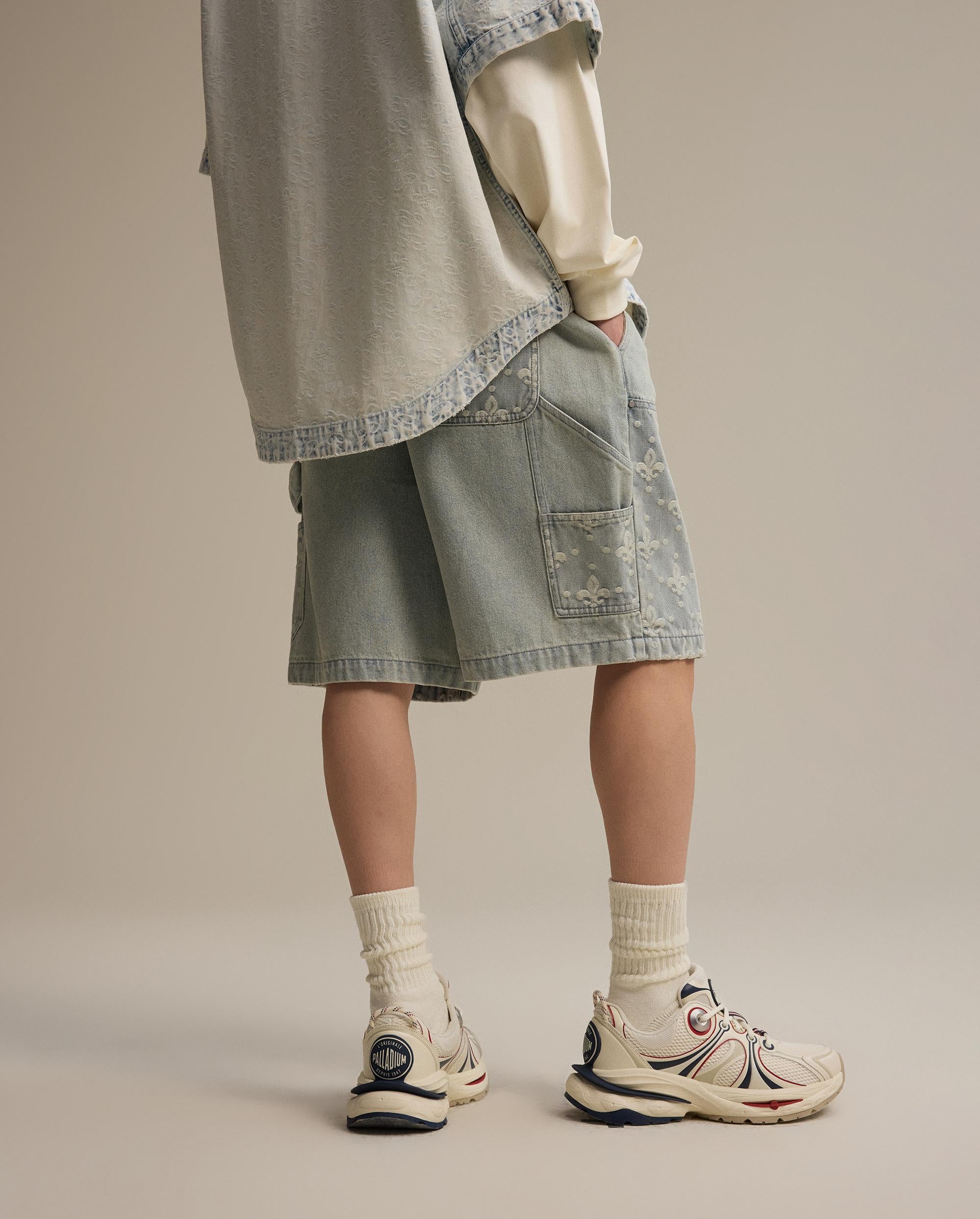 1011309-441 | MEN'S IRIS LOGO LOOSE FIT DENIM SHORTS | SKYWRITING