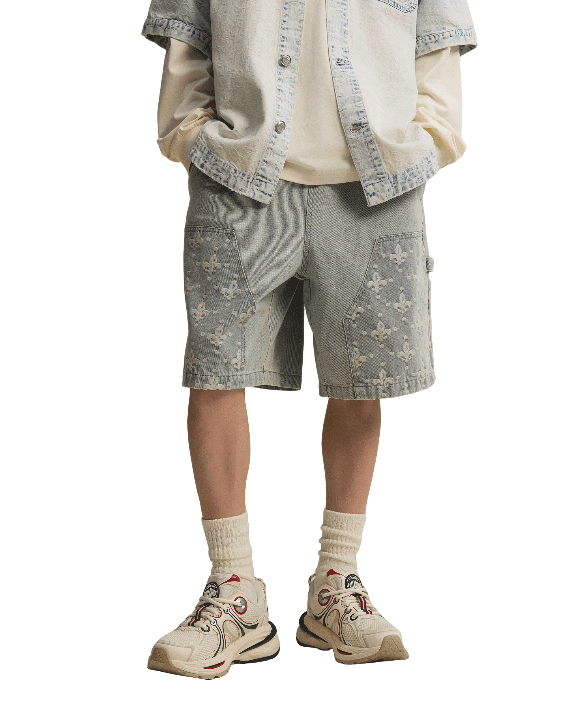 1011309-441 | MEN'S IRIS LOGO LOOSE FIT DENIM SHORTS | SKYWRITING