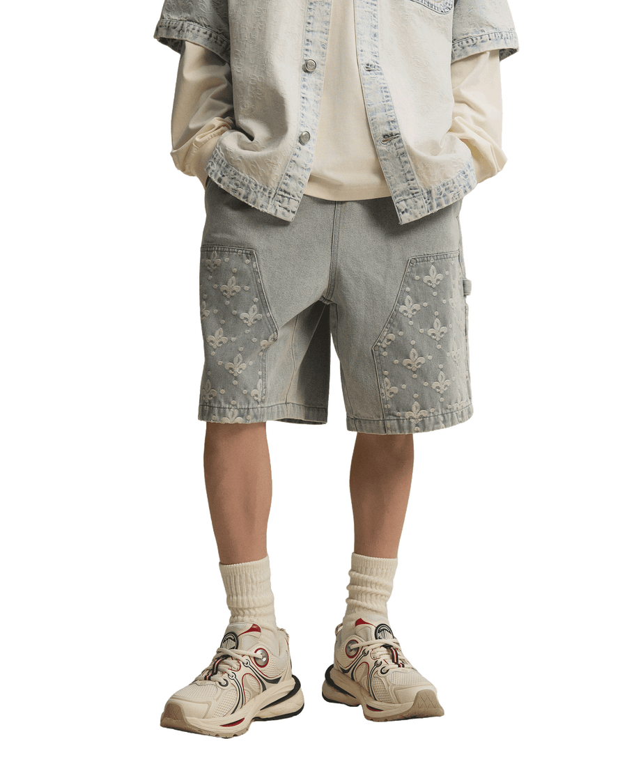1011309-441 | MEN'S IRIS LOGO LOOSE FIT DENIM SHORTS | SKYWRITING