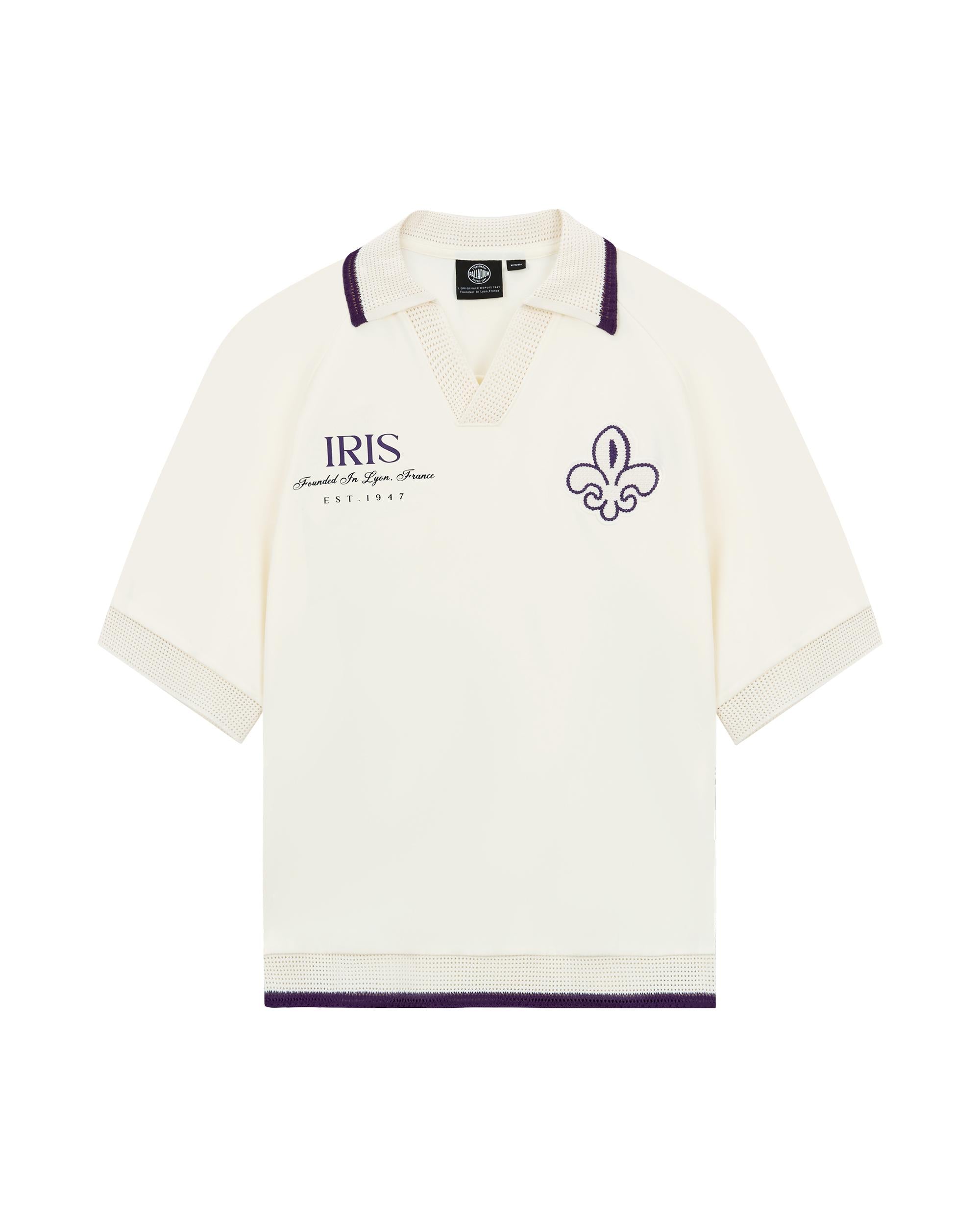 1011320-232 | MEN'S IRIS LOGO LOOSE FIT V-NECK POLO SHIRT | VANILLA ICE