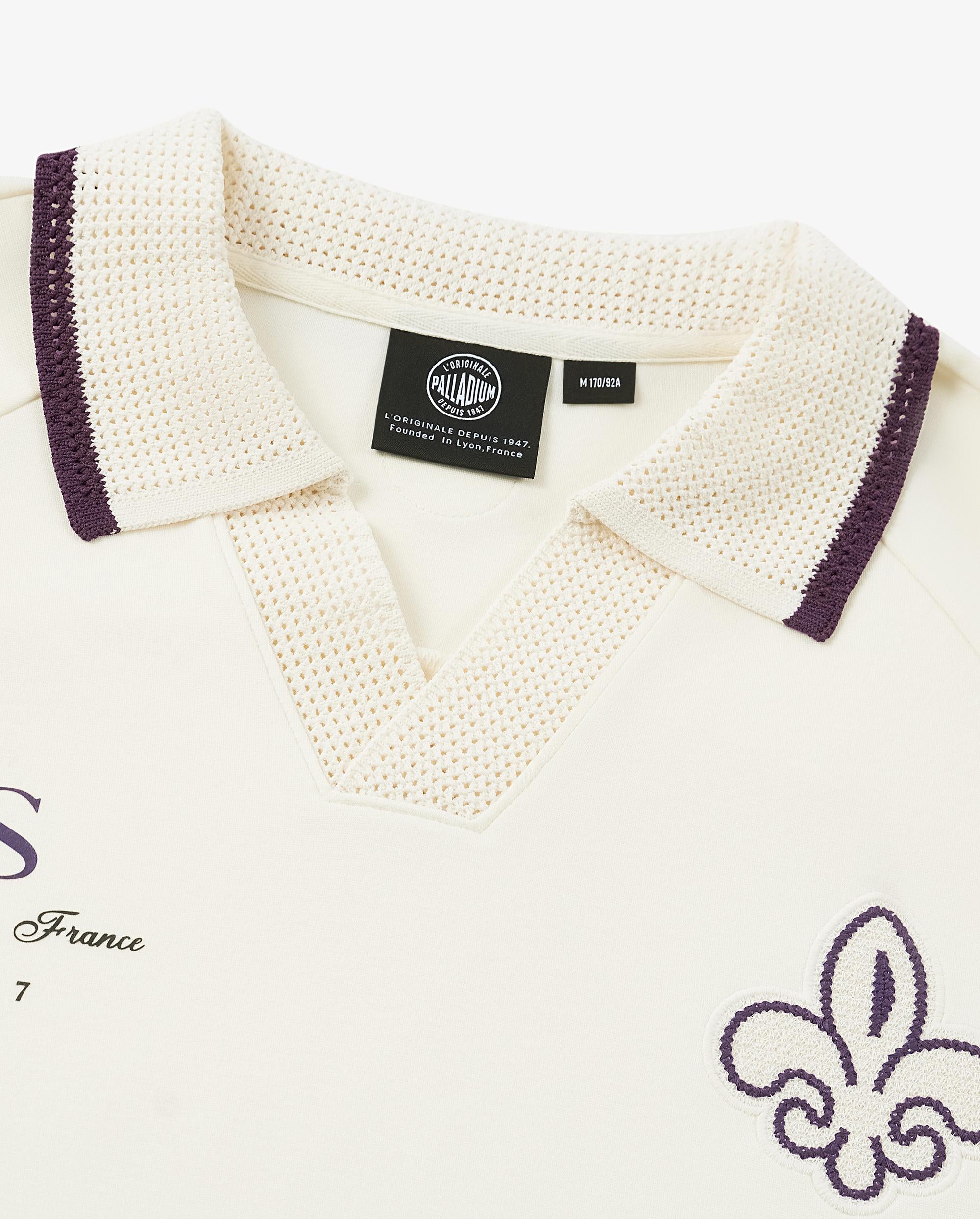 1011320-232 | MEN'S IRIS LOGO LOOSE FIT V-NECK POLO SHIRT | VANILLA ICE