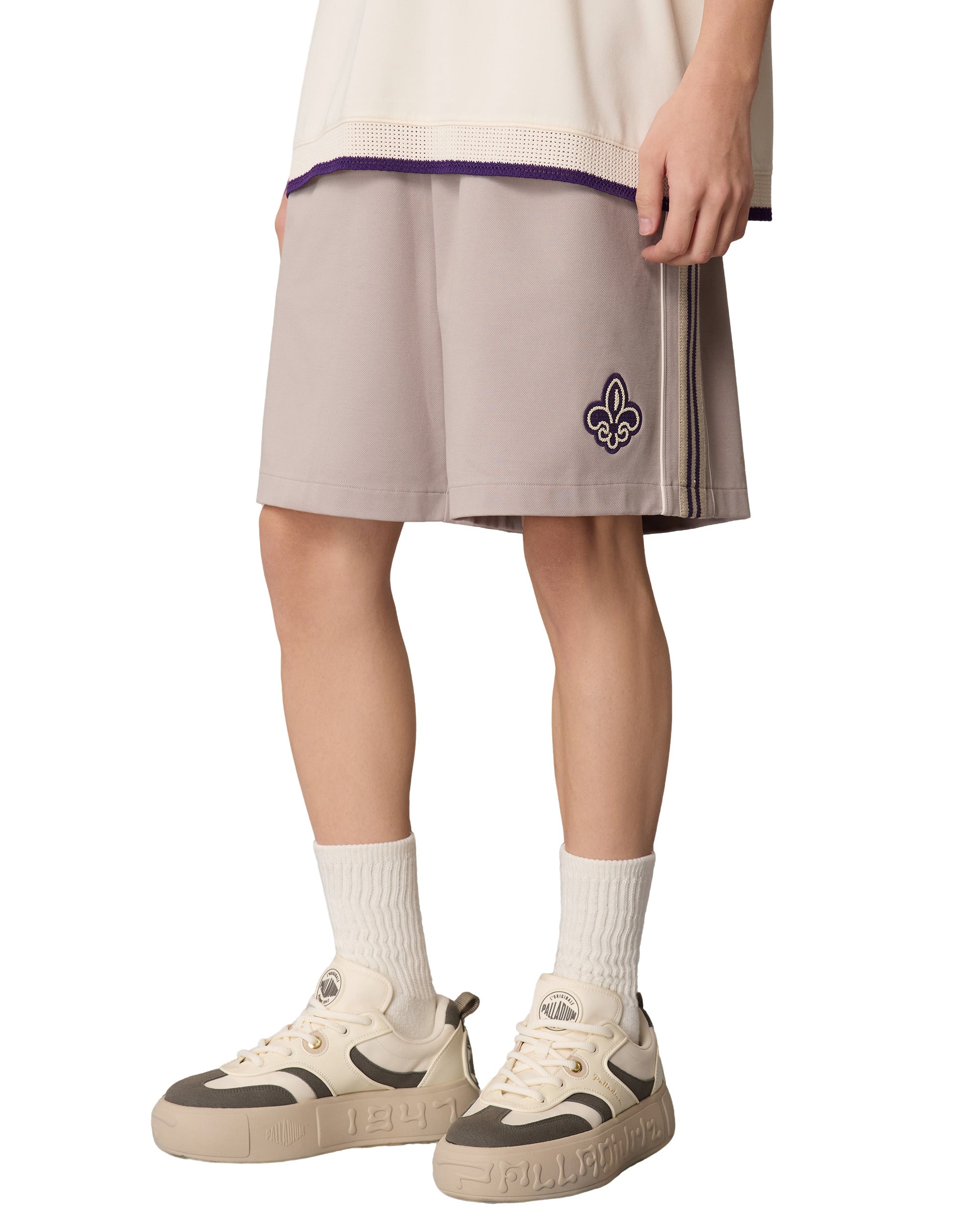 MEN'S IRIS LOGO LOOSE FIT SIDE STRIPES SHORTS - PALLADIUM