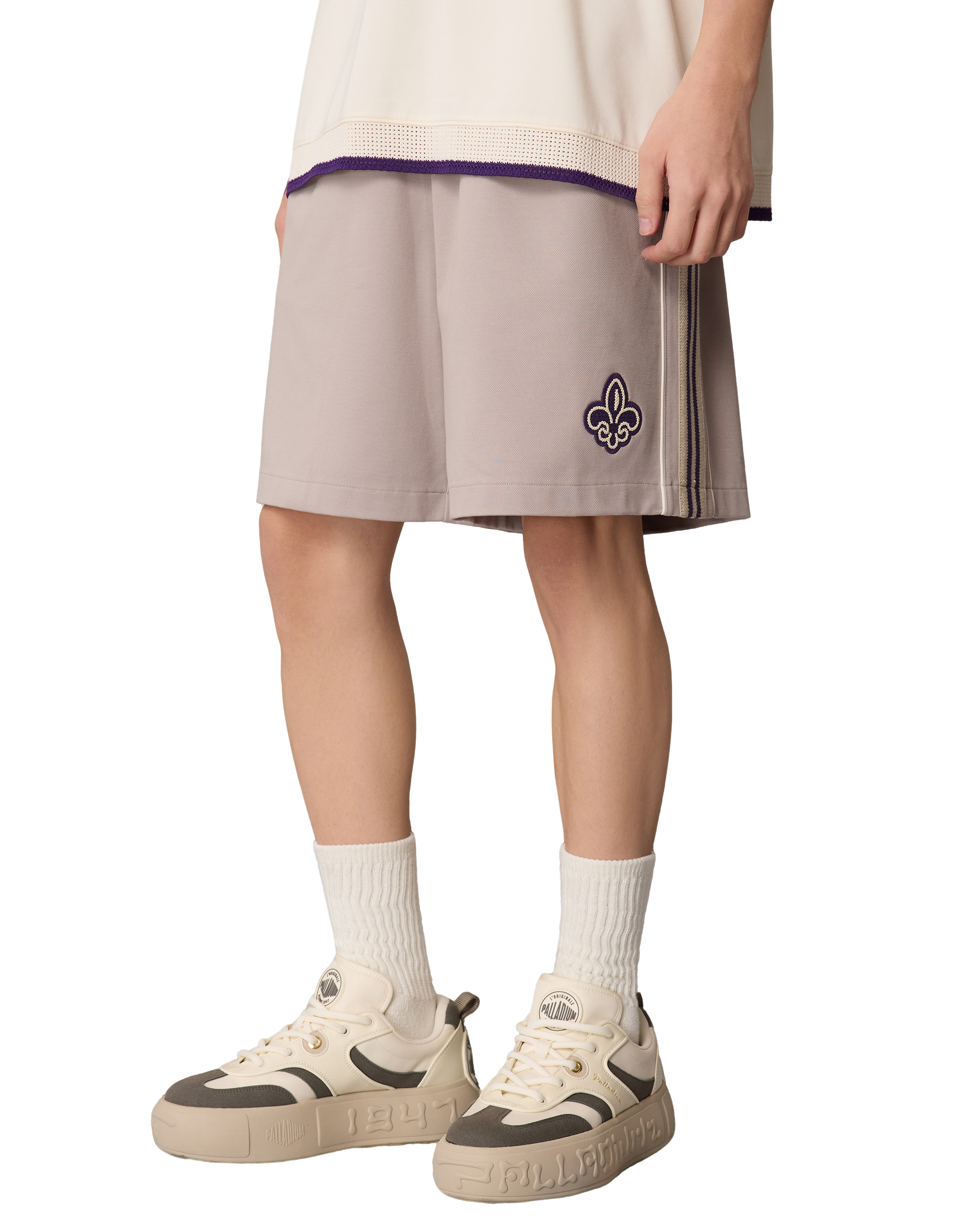 1011323-050 | MEN'S IRIS LOGO LOOSE FIT SIDE STRIPES SHORTS | MOON ROCK