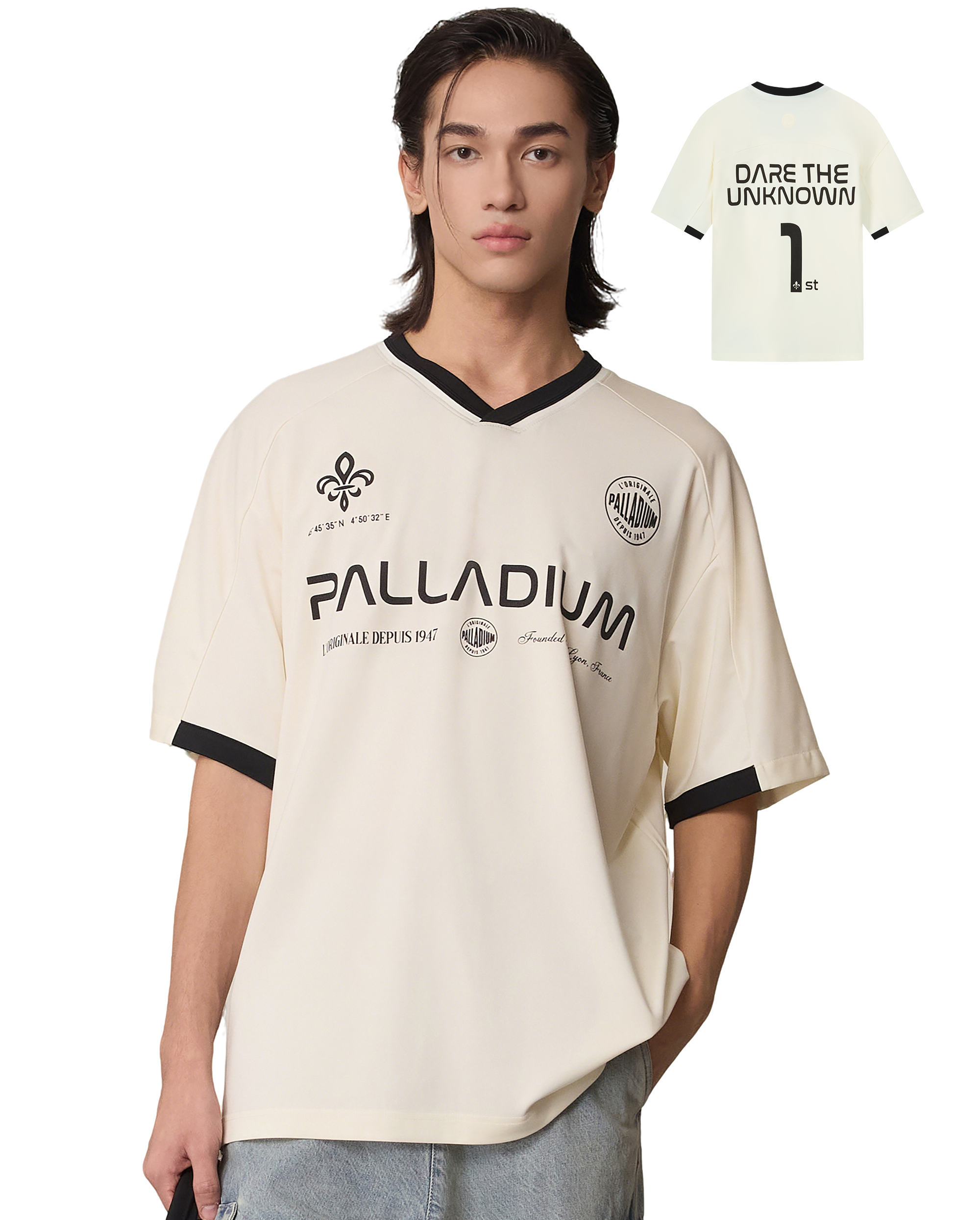 1011331-262 | MEN'S LOGO VINTAGE LOOSE FIT COLOR BLOCKS T-SHIRT | MARSHMALLOW