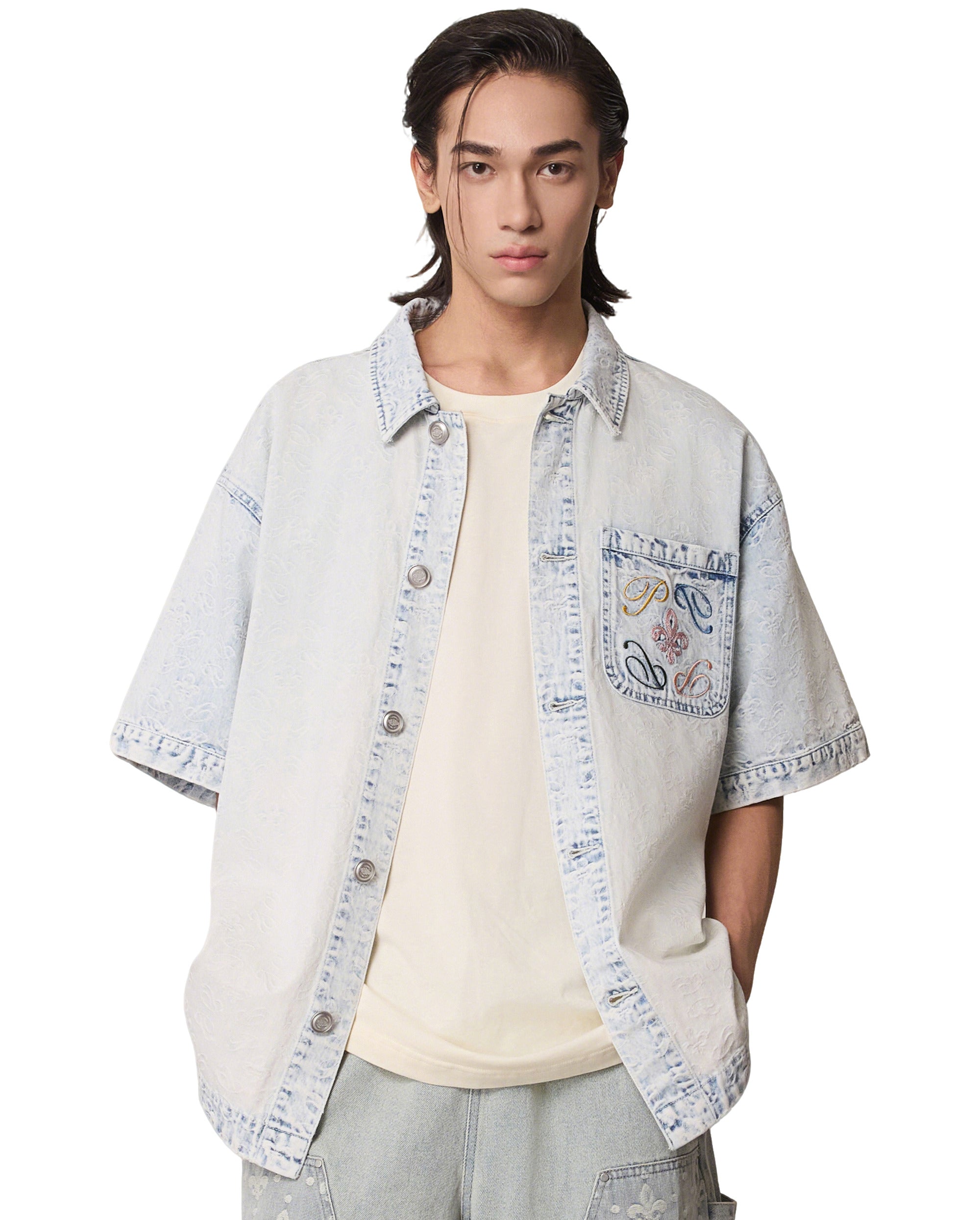 1011336-441 | MEN'S ALL-OVER IRIS LOGO COTTON SHIRTS | SKYWRITING