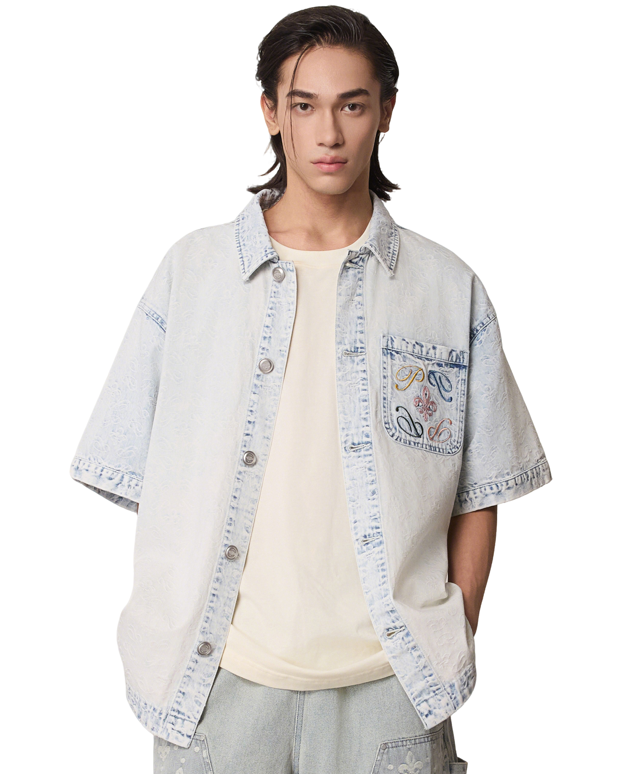 1011336-441 | MEN'S ALL-OVER IRIS LOGO COTTON SHIRTS | SKYWRITING