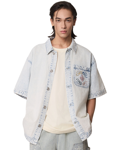 1011336-441 | MEN'S ALL-OVER IRIS LOGO COTTON SHIRTS | SKYWRITING