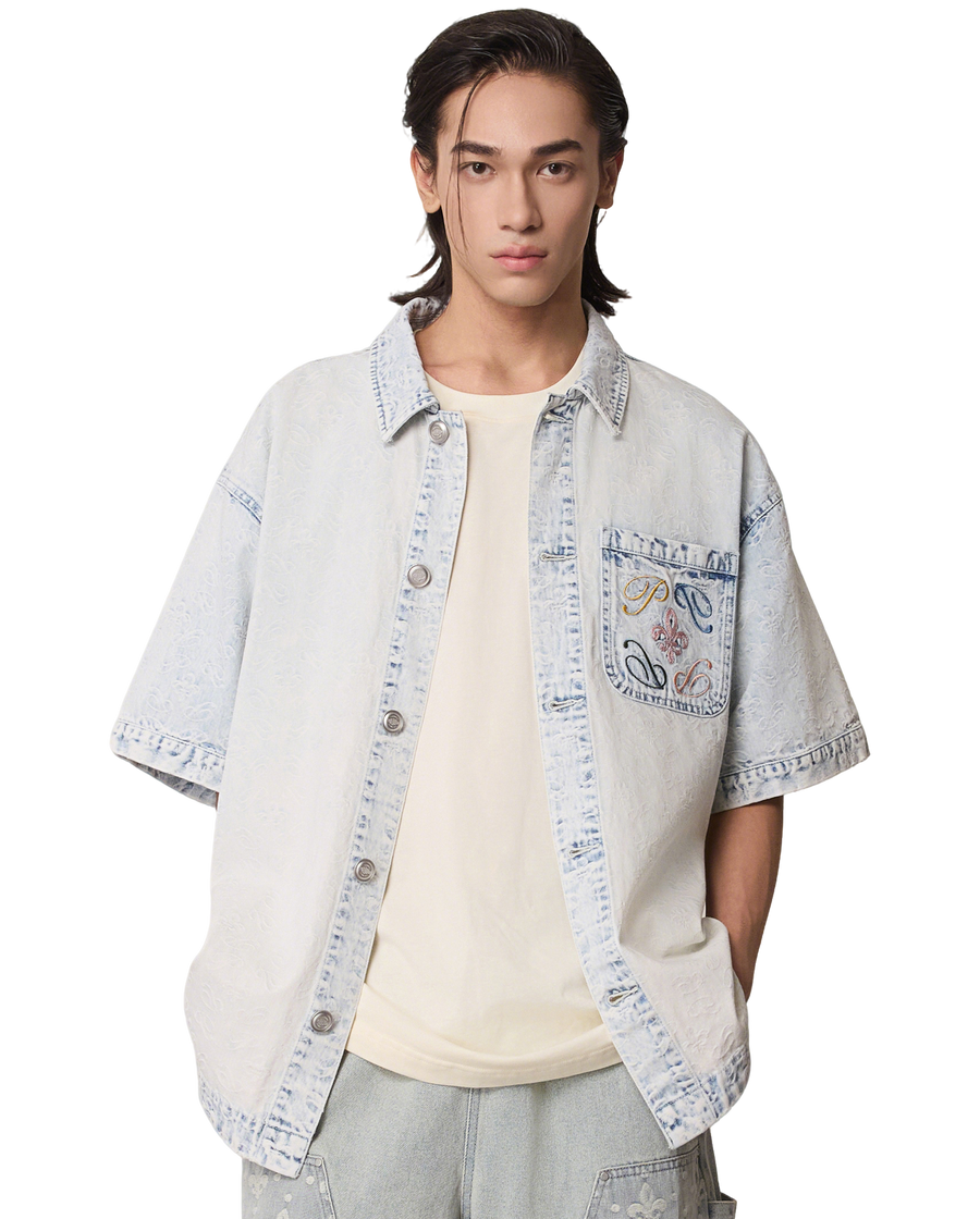 1011336-441 | MEN'S ALL-OVER IRIS LOGO COTTON SHIRTS | SKYWRITING