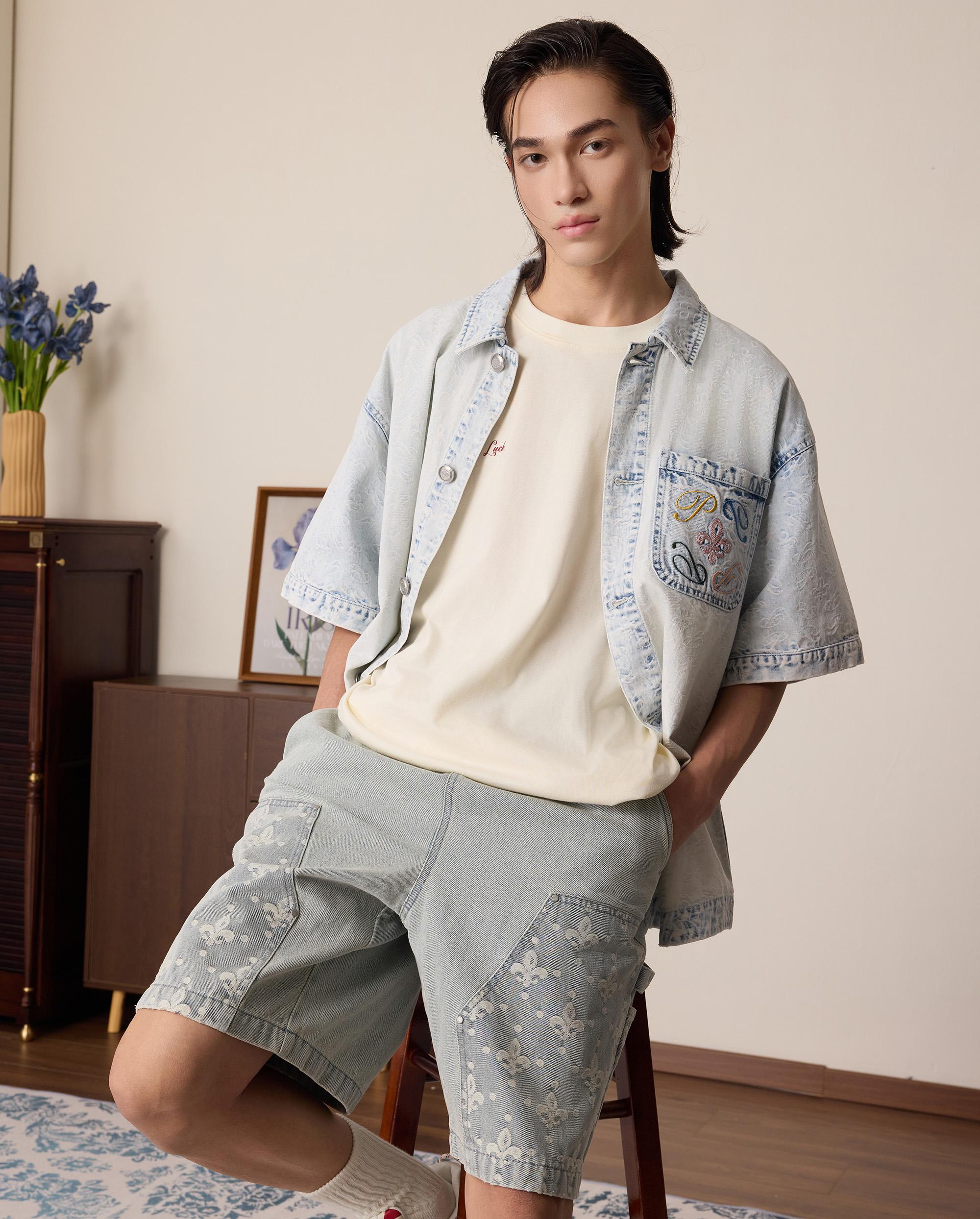 1011336-441 | MEN'S ALL-OVER IRIS LOGO COTTON SHIRTS | SKYWRITING