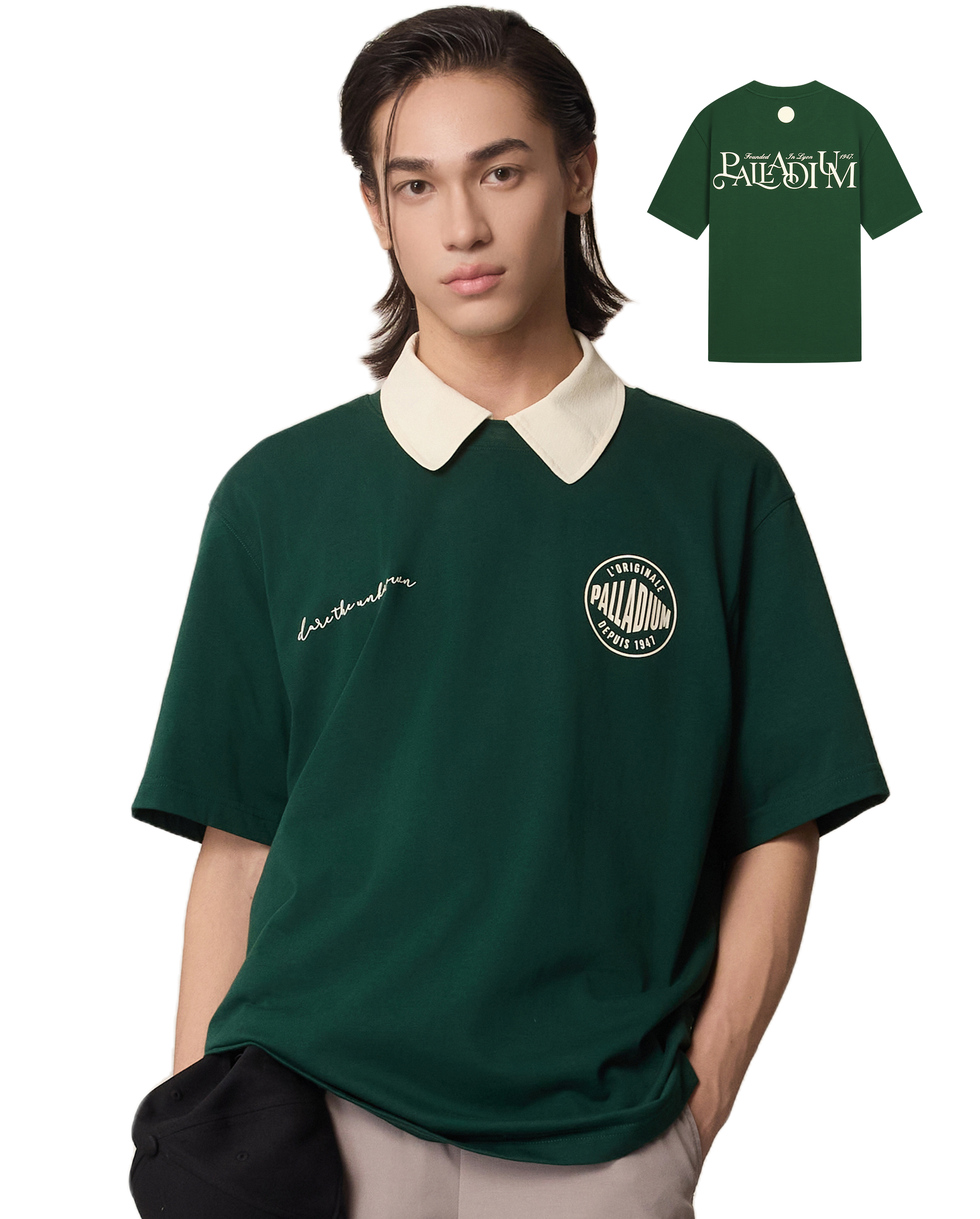1011346-375 | MEN'S PALLADIUM LOGO LOOSE FIT T-SHIRT | BLACKISH GRN