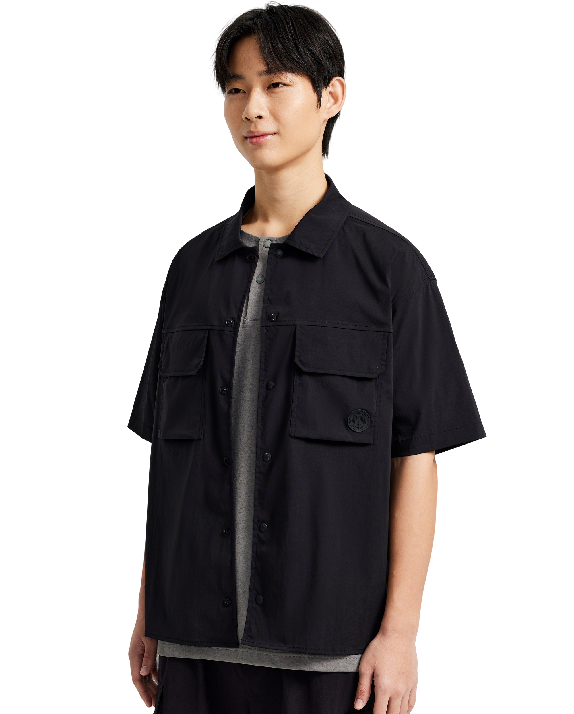 1011531-008 | MEN'S DROPPED SHOULDERS SHORT SLEEVES SHIRT | BLACK