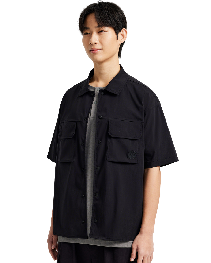 1011531-008 | MEN'S DROPPED SHOULDERS SHORT SLEEVES SHIRT | BLACK