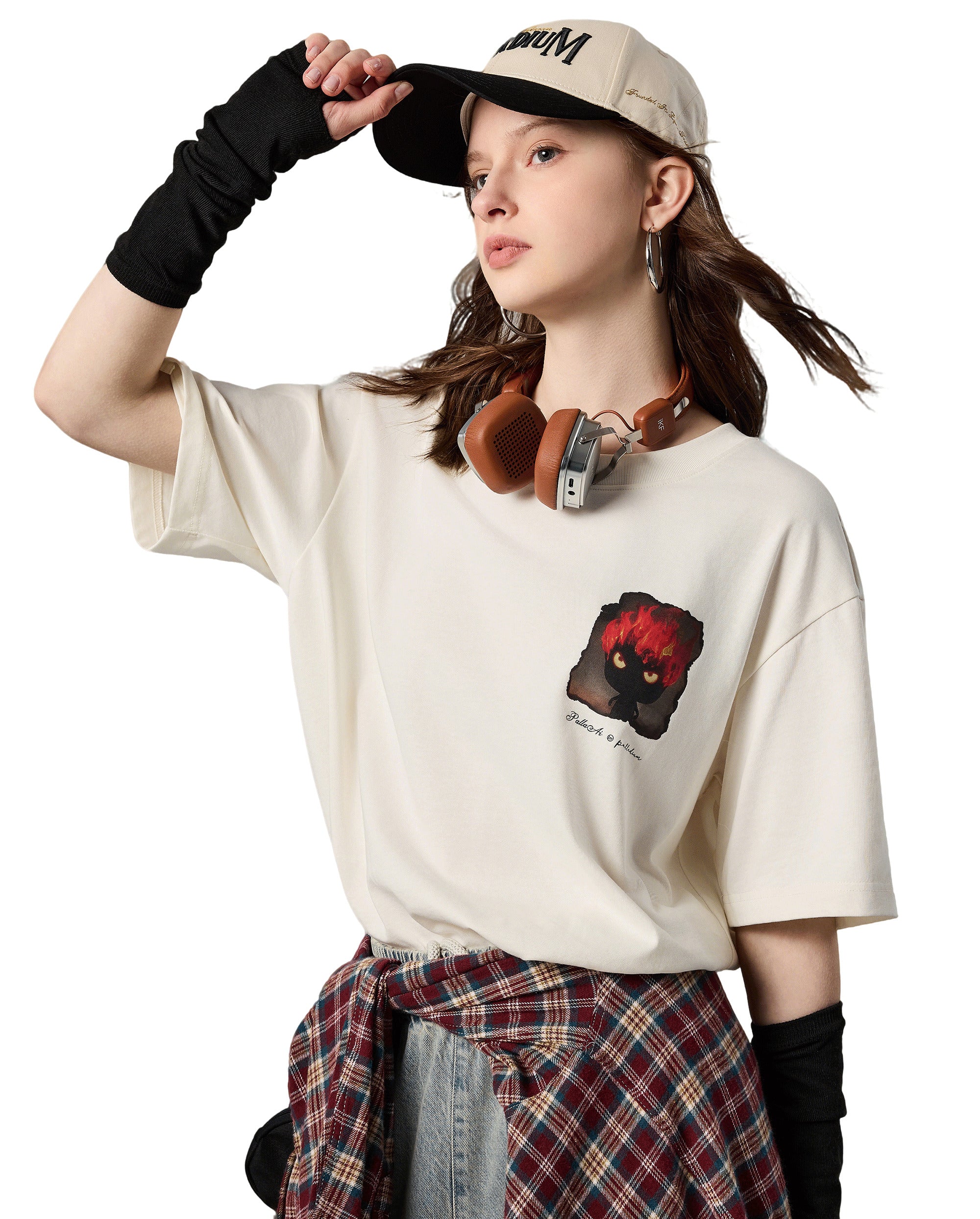 1011778-262 | MEN'S THEME PRINTED LOOSE FIT COTTON T-SHIRT | MARSHMALLOW