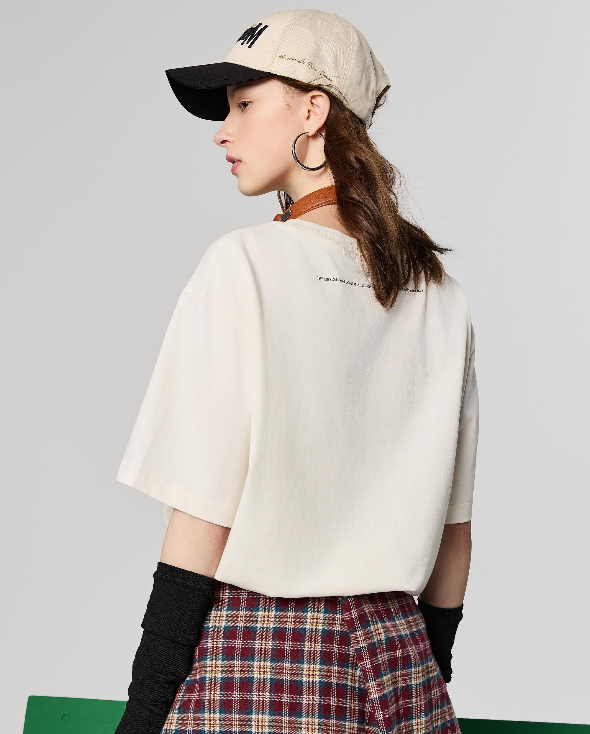 1011778-262 | MEN'S THEME PRINTED LOOSE FIT COTTON T-SHIRT | MARSHMALLOW