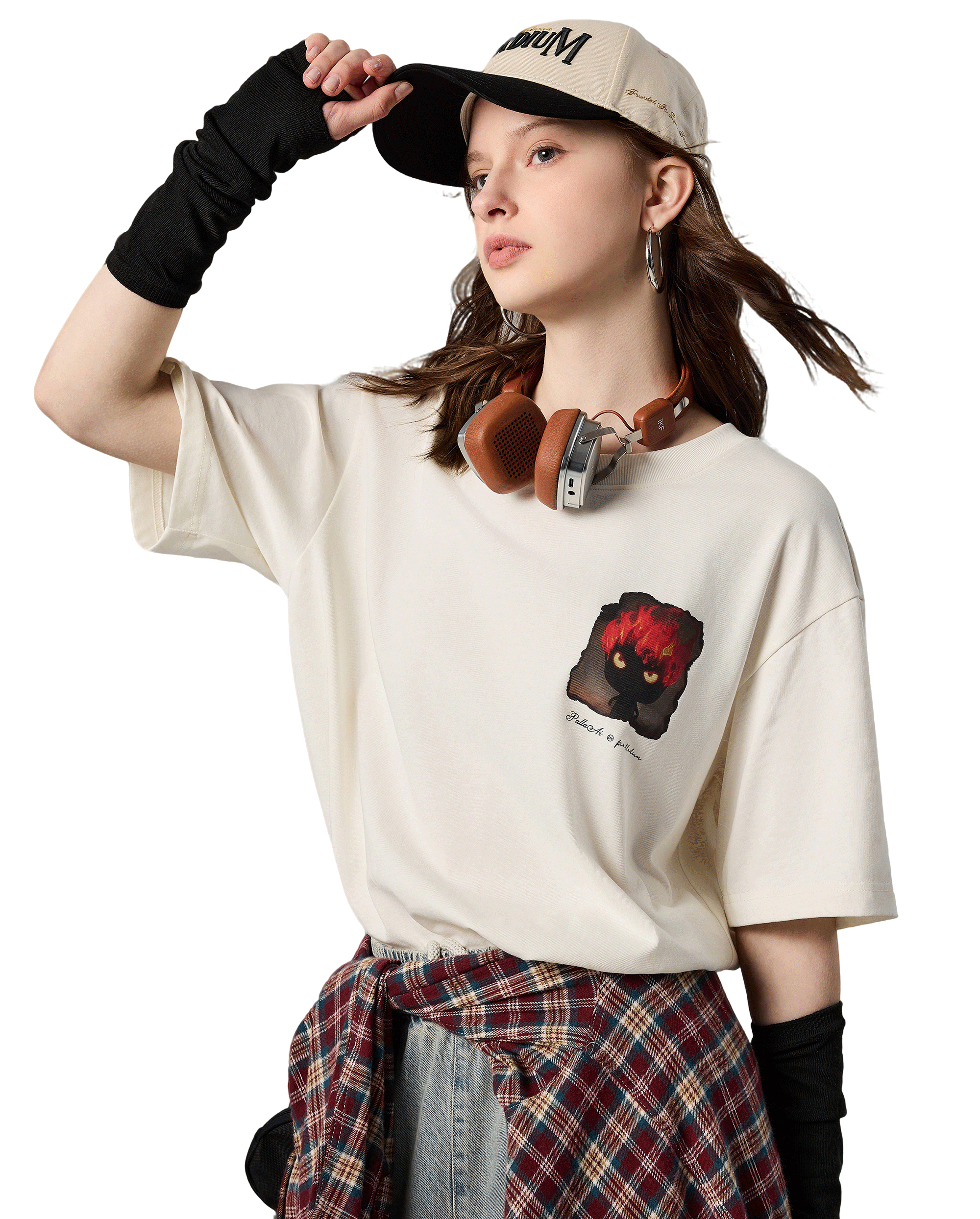 1011778-262 | MEN'S THEME PRINTED LOOSE FIT COTTON T-SHIRT | MARSHMALLOW