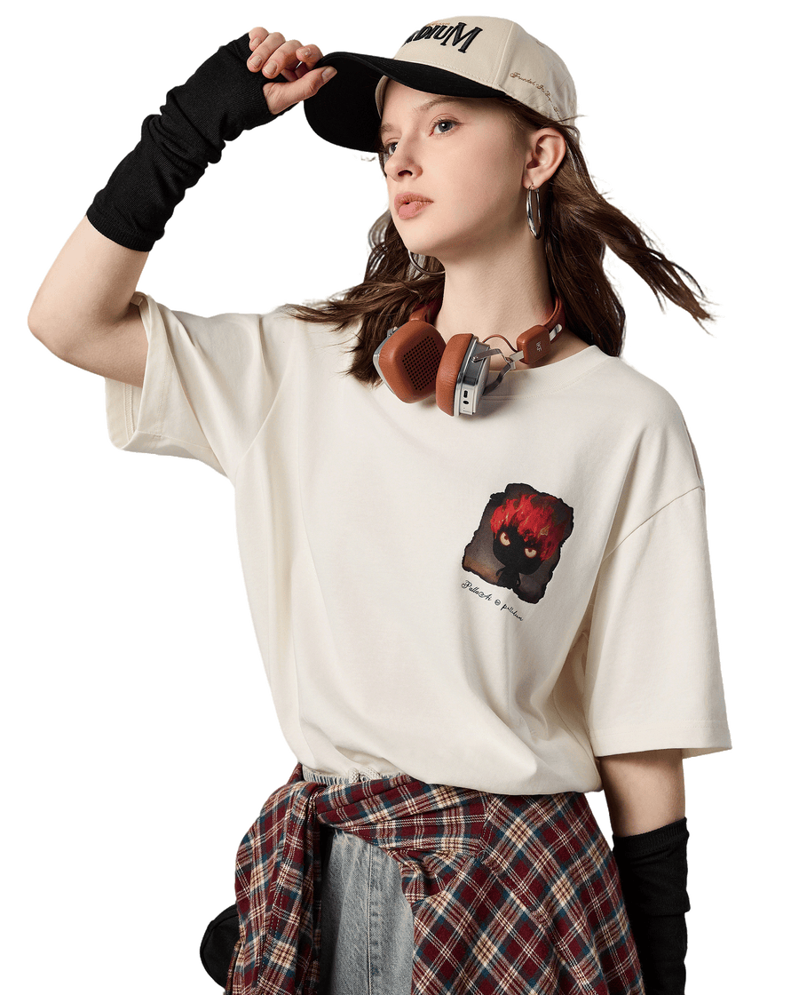 1011778-262 | MEN'S THEME PRINTED LOOSE FIT COTTON T-SHIRT | MARSHMALLOW