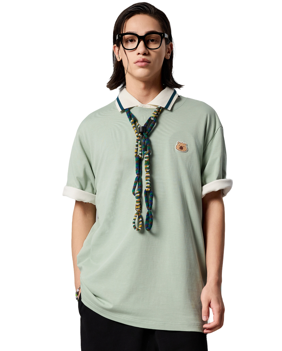 1011785-376 | MEN'S CAPYBARA LOGO LOOSE FIT COTTON T-SHIRT | JADEITE