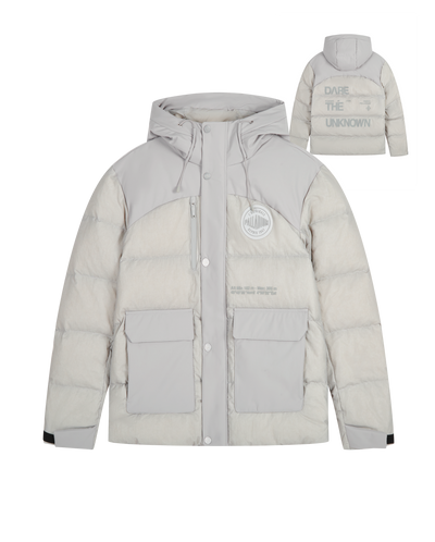 1011815-075 | MEN'S PALLADIUM LOGO HOODED DOWN JACKET | GHOST GRAY