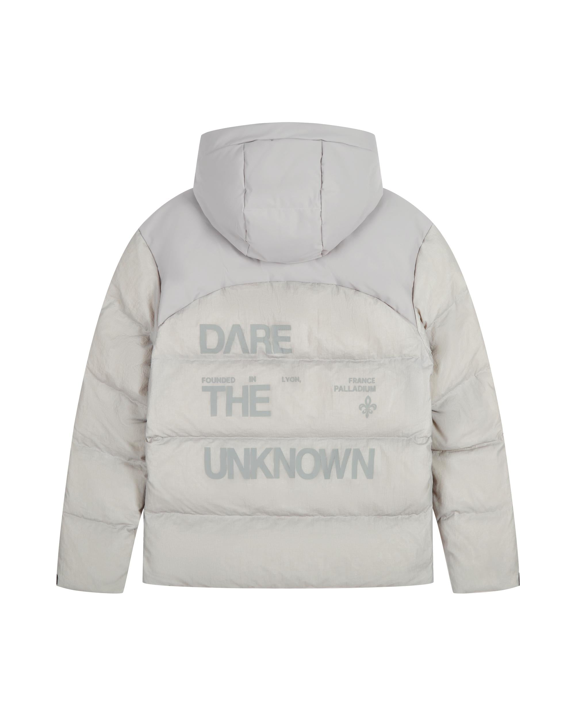 1011815-075 | MEN'S PALLADIUM LOGO HOODED DOWN JACKET | GHOST GRAY