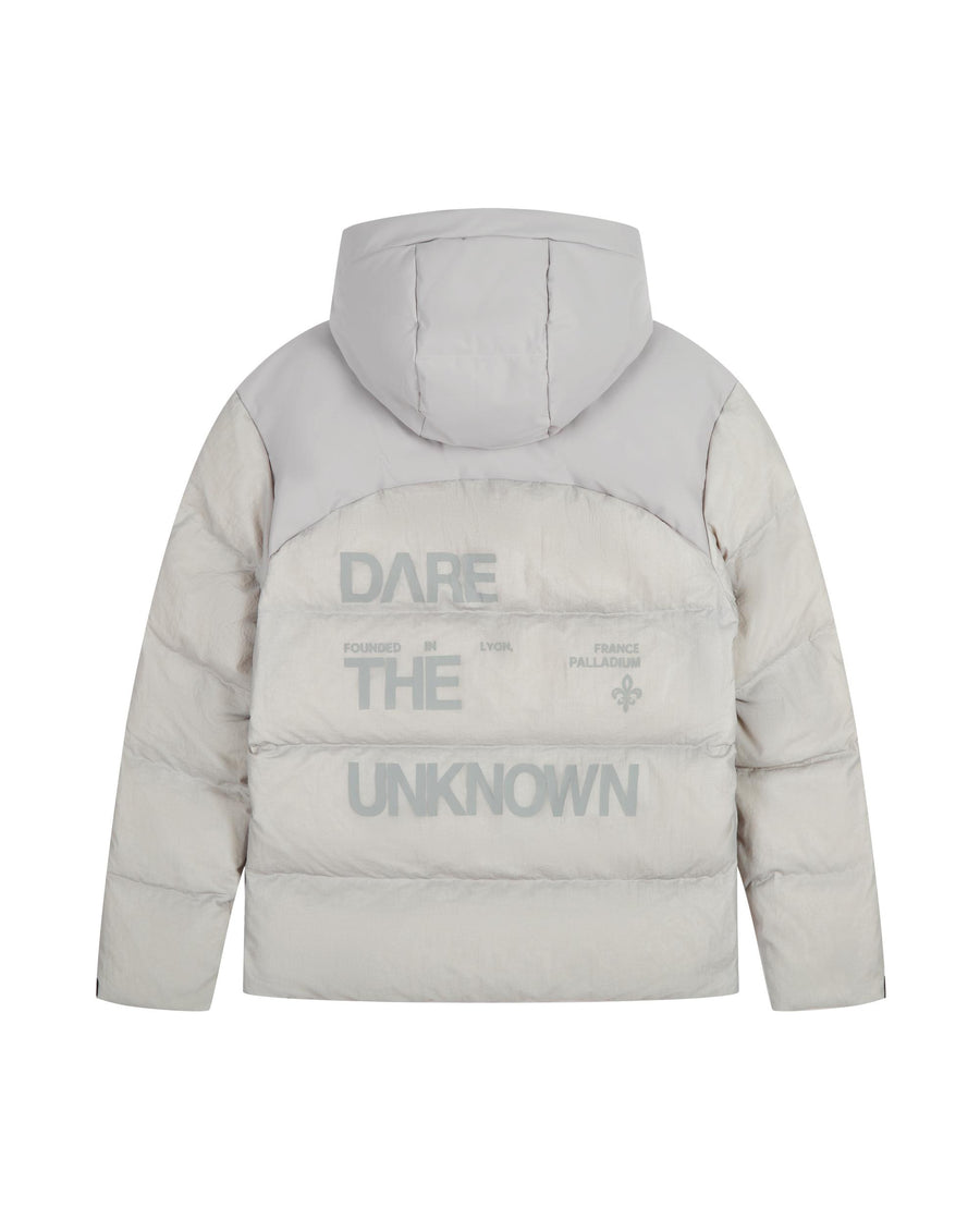 1011815-075 | MEN'S PALLADIUM LOGO HOODED DOWN JACKET | GHOST GRAY