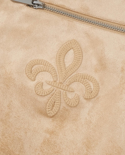 1011824-228 | MEN'S IRIS LOGO FAUX SUEDE LOOSE FIT JACKET | TRAVERTINE