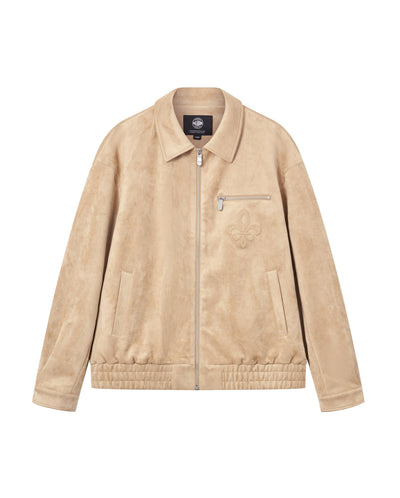 1011824-228 | MEN'S IRIS LOGO FAUX SUEDE LOOSE FIT JACKET | TRAVERTINE