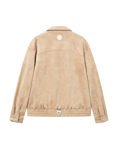 1011824-228 | MEN'S IRIS LOGO FAUX SUEDE LOOSE FIT JACKET | TRAVERTINE