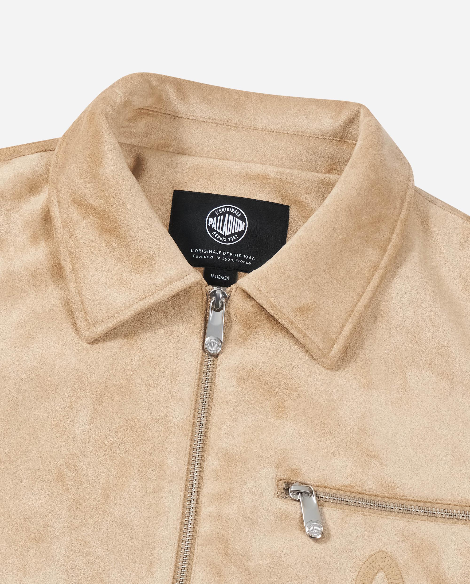 1011824-228 | MEN'S IRIS LOGO FAUX SUEDE LOOSE FIT JACKET | TRAVERTINE