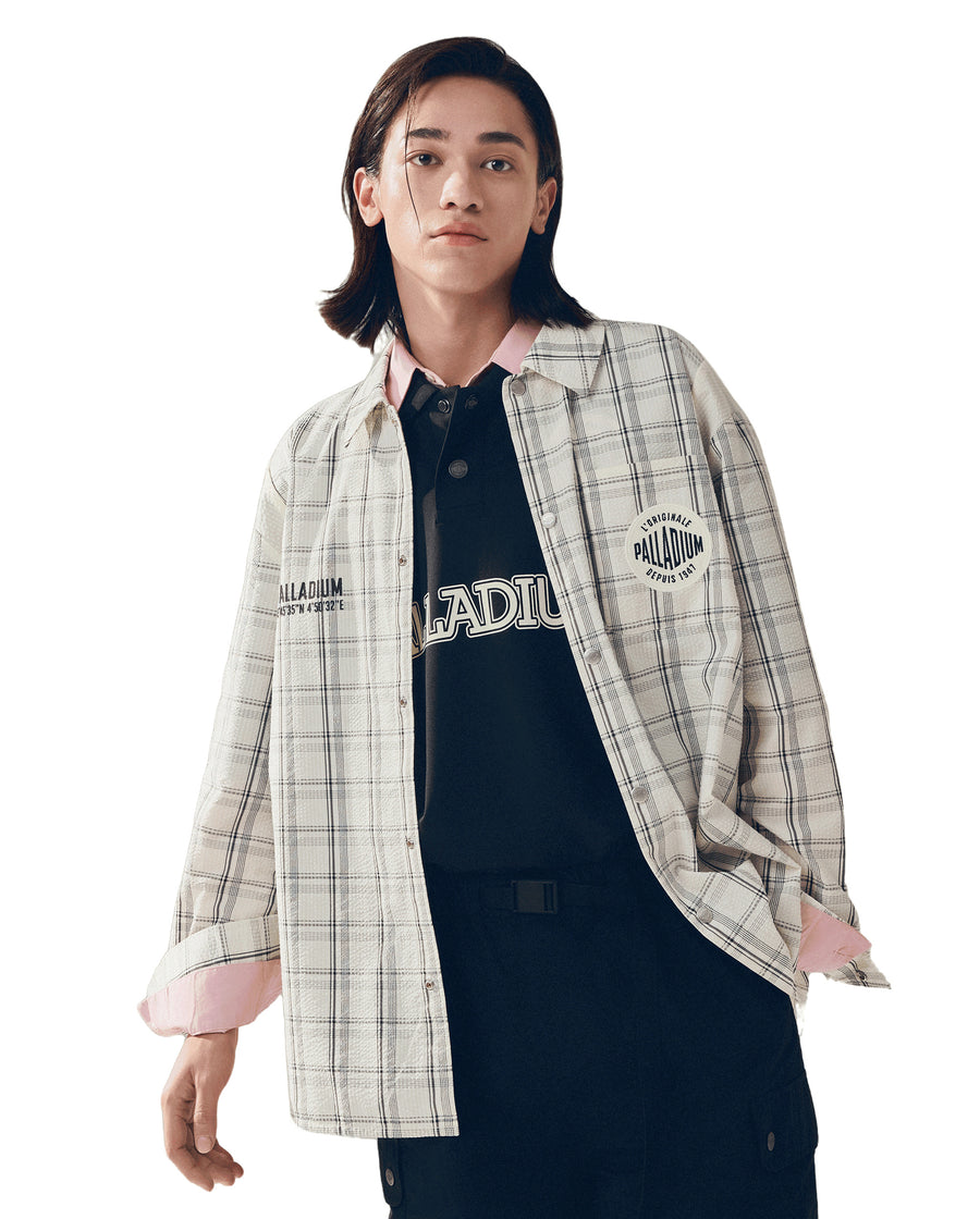 1011833-823 | MEN'S PALLADIUM LOGO OVERSIZE CHECKED SHIRT | BLACK LATTICE
