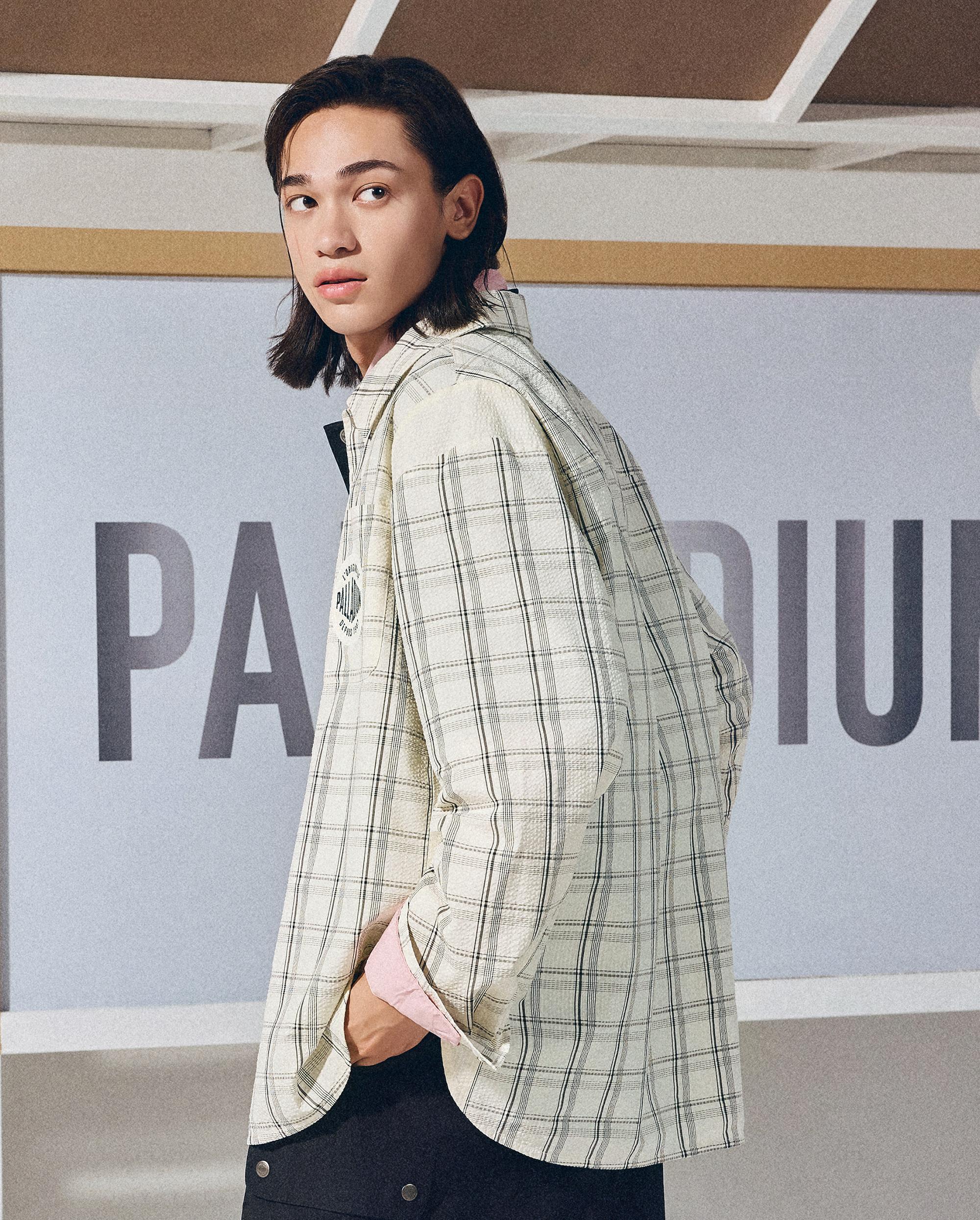 1011833-823 | MEN'S PALLADIUM LOGO OVERSIZE CHECKED SHIRT | BLACK LATTICE