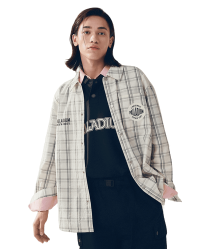 1011833-823 | MEN'S PALLADIUM LOGO OVERSIZE CHECKED SHIRT | BLACK LATTICE