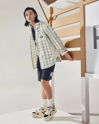 1011833-823 | MEN'S PALLADIUM LOGO OVERSIZE CHECKED SHIRT | BLACK LATTICE