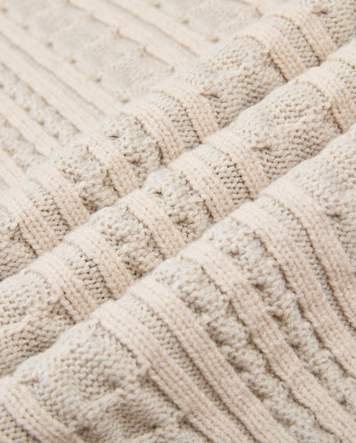 1011836-244 | MEN'S PALLADIUM LOGO RIPPED CABLE-KINT SWEATER | WHITECAP GRAY