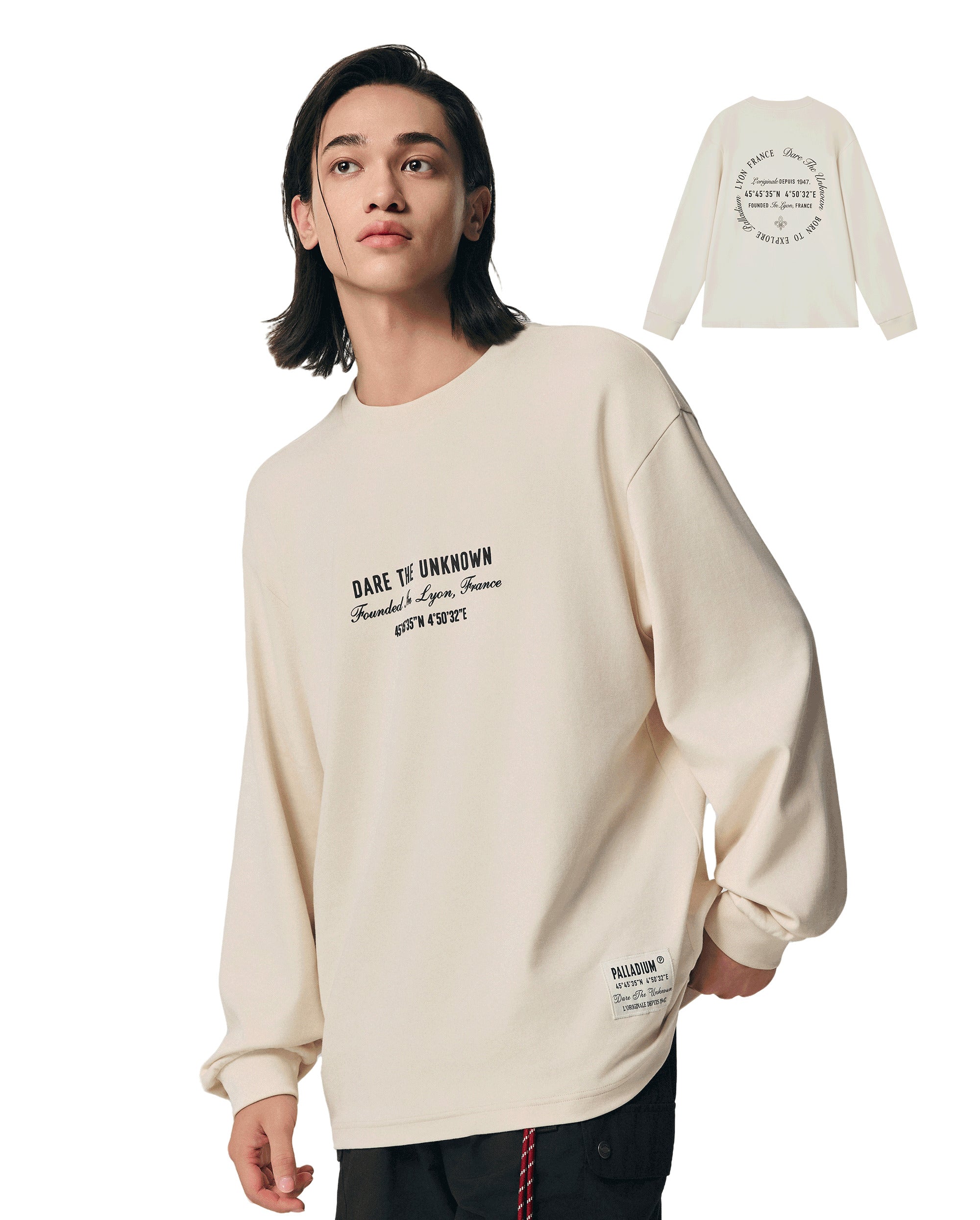 1011839-244 | MEN'S THEME PRINTED LOOSE FIT LONG SLEEVES T-SHIRT | WHITECAP GRAY