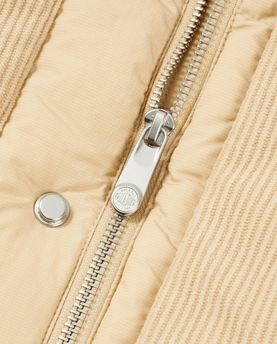 1011848-158 | MEN'S PALLADIUM LOGO CORDUROY HOODED DOWN JACKET | MILK TEA